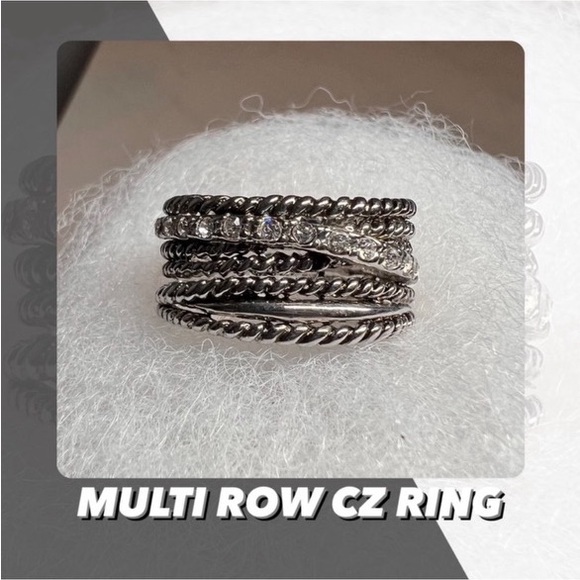 EUC Multi Row Cross Over Band Ring - Picture 1 of 8